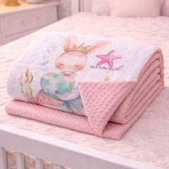 Muslin and Mink Plush Baby Blanket | Cute Blankets for 0 to 2 Yrs | Reversible with Plush Minky Dot Fabric - Mermaid