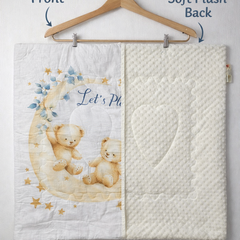 Muslin and Mink Plush Baby Blanket | Cute Blankets for 0 to 2 Yrs | Reversible with Plush Minky Dot Fabric - Lets Play