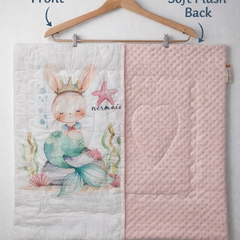 Muslin and Mink Plush Baby Blanket | Cute Blankets for 0 to 2 Yrs | Reversible with Plush Minky Dot Fabric - Mermaid