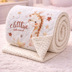 Muslin and Mink Plush Baby Blanket | Cute Blankets for 0 to 2 Yrs | Reversible with Plush Minky Dot Fabric - Giraffe