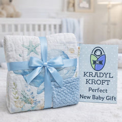 Muslin and Mink Plush Baby Blanket | Cute Blankets for 0 to 2 Yrs | Reversible with Plush Minky Dot Fabric - Blue Whale