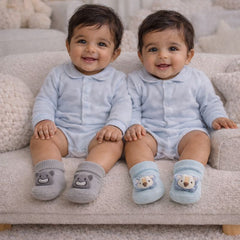 Smiley Koala- Set of 2 100% Cotton Baby Booties Socks for 0 to 12 Months