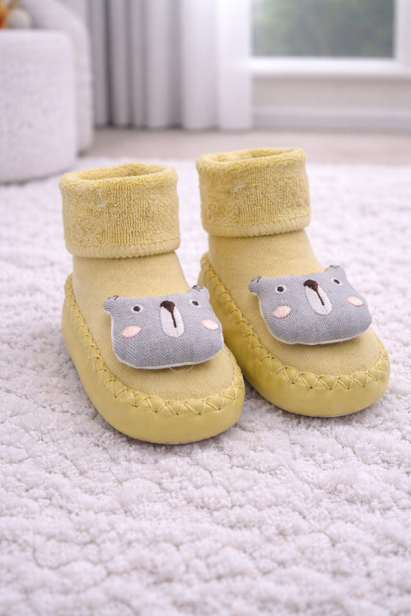 Grey Bear- Baby Sock Shoes for Infants Babies - 6 to 18 Months