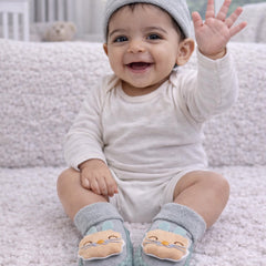 Teal Bunny- Baby Sock Shoes for Infants Babies - 6 to 18 Months