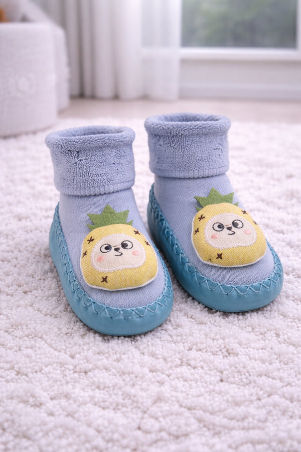 Blue Pineapple- Baby Sock Shoes for Infants Babies - 6 to 18 Months