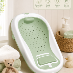 Green Bathtub - Foldale on Stand With Silcone Cradle