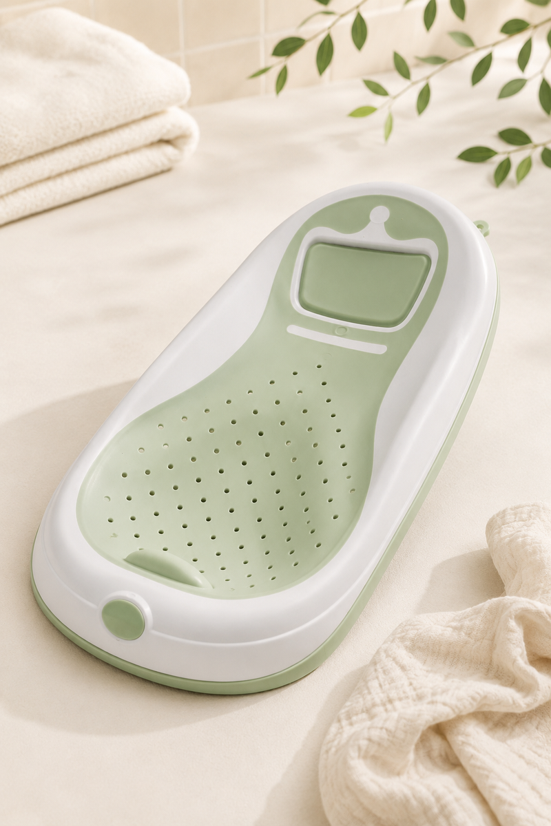 Green Bathtub - Foldale on Stand With Silcone Cradle