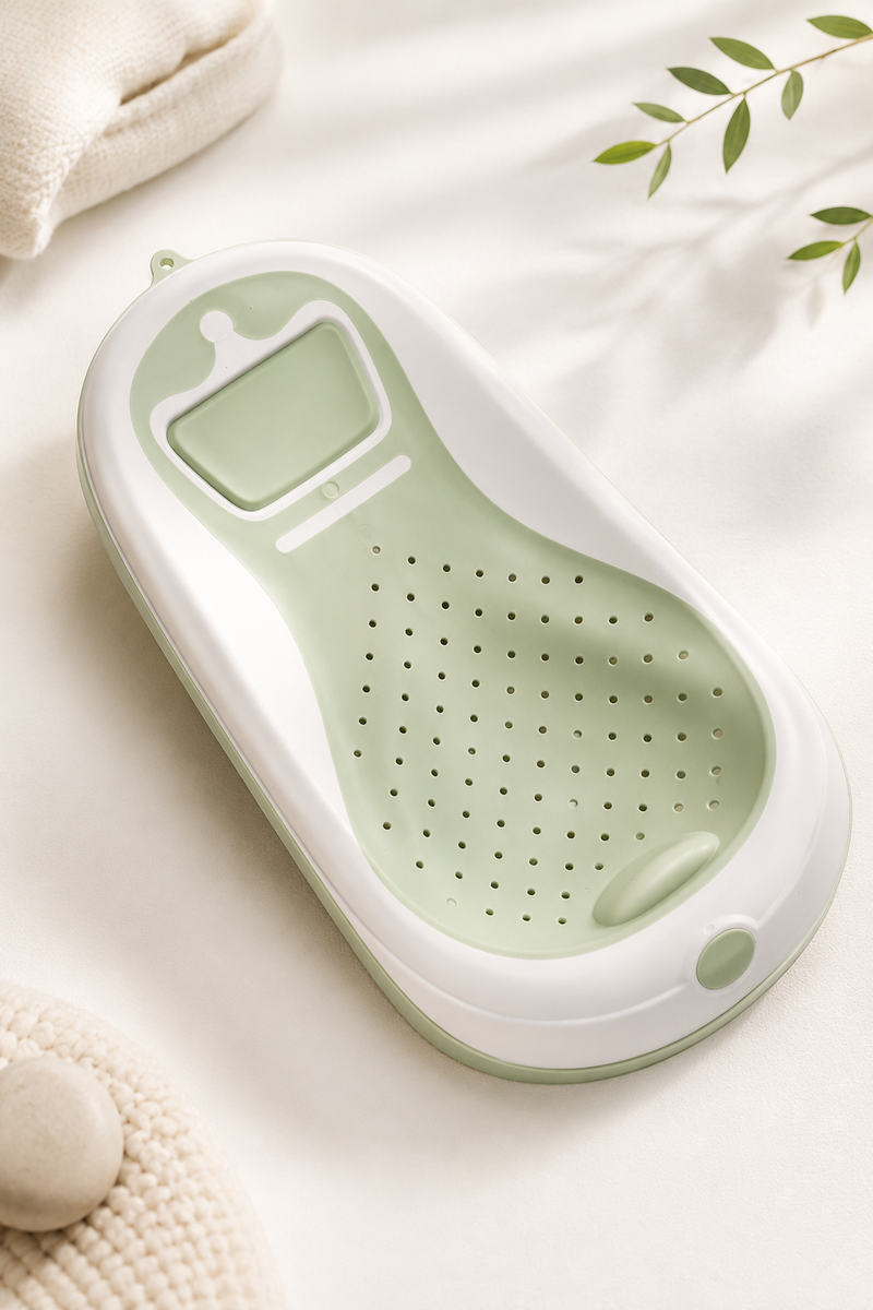 Green Bathtub - Foldale on Stand With Silcone Cradle