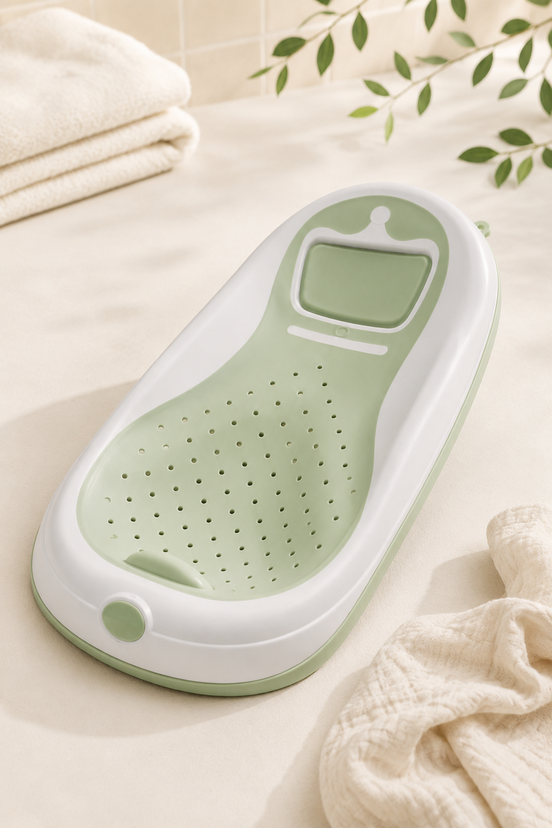 Green Bathtub - Foldale on Stand With Silcone Cradle