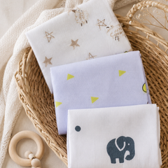 Pack of 3 Baby face Towels - Double Layer Soft Cotton Checkered Muslin