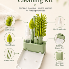 Silicone Portable Bottle Brush with Teat Brush Set with Case