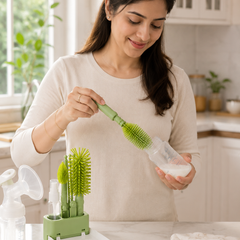 Silicone Portable Bottle Brush with Teat Brush Set with Case