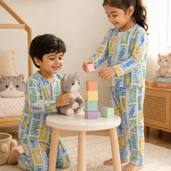 Cool Cat - Muslin Slub 100% Cotton | Soft Unisex Set for Kids