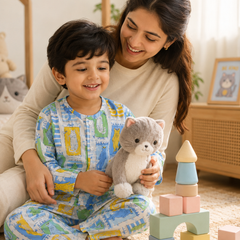 Cool Cat - Muslin Slub 100% Cotton | Soft Unisex Set for Kids