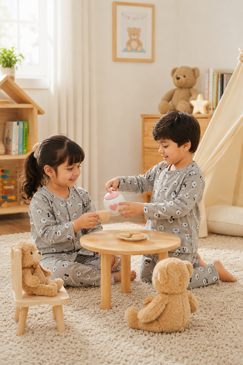 Tuxi Bear - 60s Count Premium 100% Cotton Poplin | Soft Unisex Set for Kids