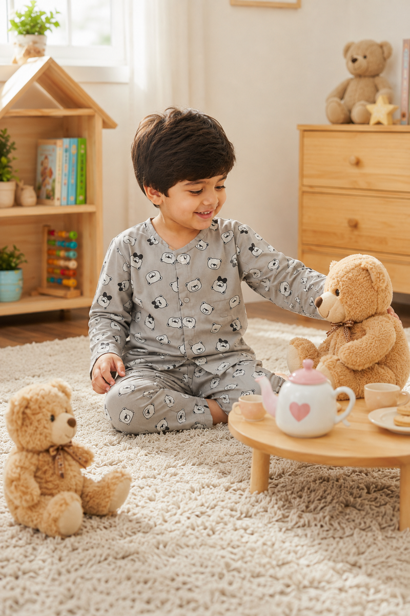 Tuxi Bear - 60s Count Premium 100% Cotton Poplin | Soft Unisex Set for Kids