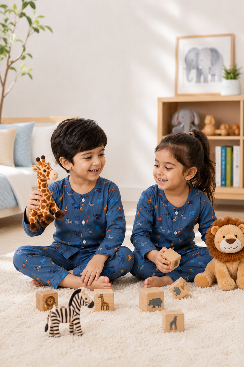 Blue Jungle - 60s Count Premium 100% Cotton Poplin | Soft Unisex Set for Kids