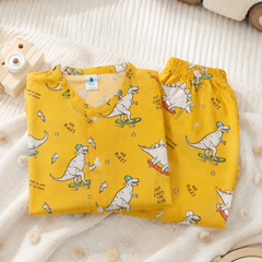 Yellow Dinos - 60s Count Premium 100% Cotton Poplin | Soft Unisex Set for Kids