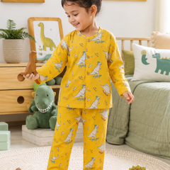 Yellow Dinos - 60s Count Premium 100% Cotton Poplin | Soft Unisex Set for Kids