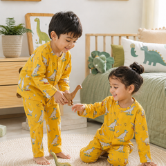Yellow Dinos - 60s Count Premium 100% Cotton Poplin | Soft Unisex Set for Kids