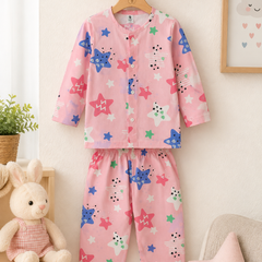 Pink Smiley Star - 60s Count Premium 100% Cotton Poplin | Soft Unisex Set for Kids