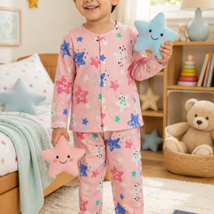 Pink Smiley Star - 60s Count Premium 100% Cotton Poplin | Soft Unisex Set for Kids