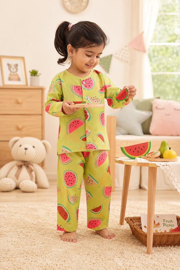 Watermelon - 60s Count Premium 100% Cotton Poplin | Soft Unisex Set for Kids