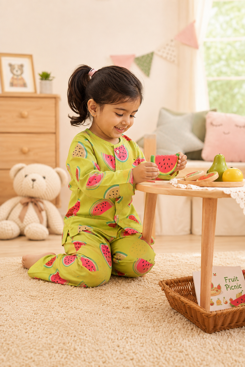 Watermelon - 60s Count Premium 100% Cotton Poplin | Soft Unisex Set for Kids