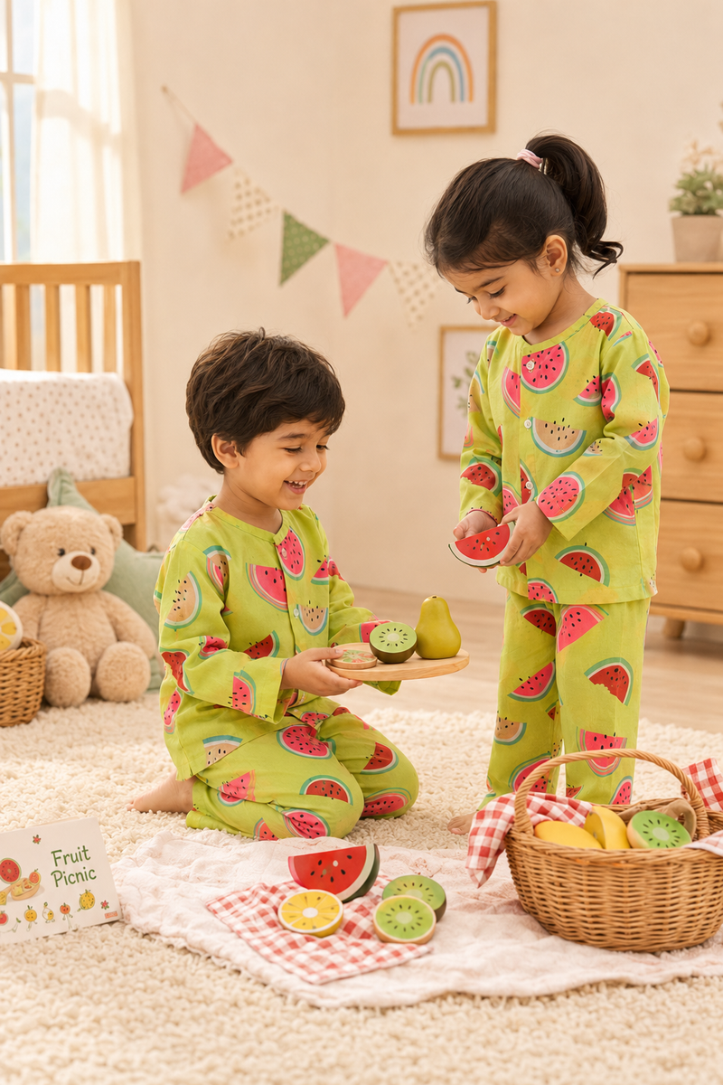 Watermelon - 60s Count Premium 100% Cotton Poplin | Soft Unisex Set for Kids