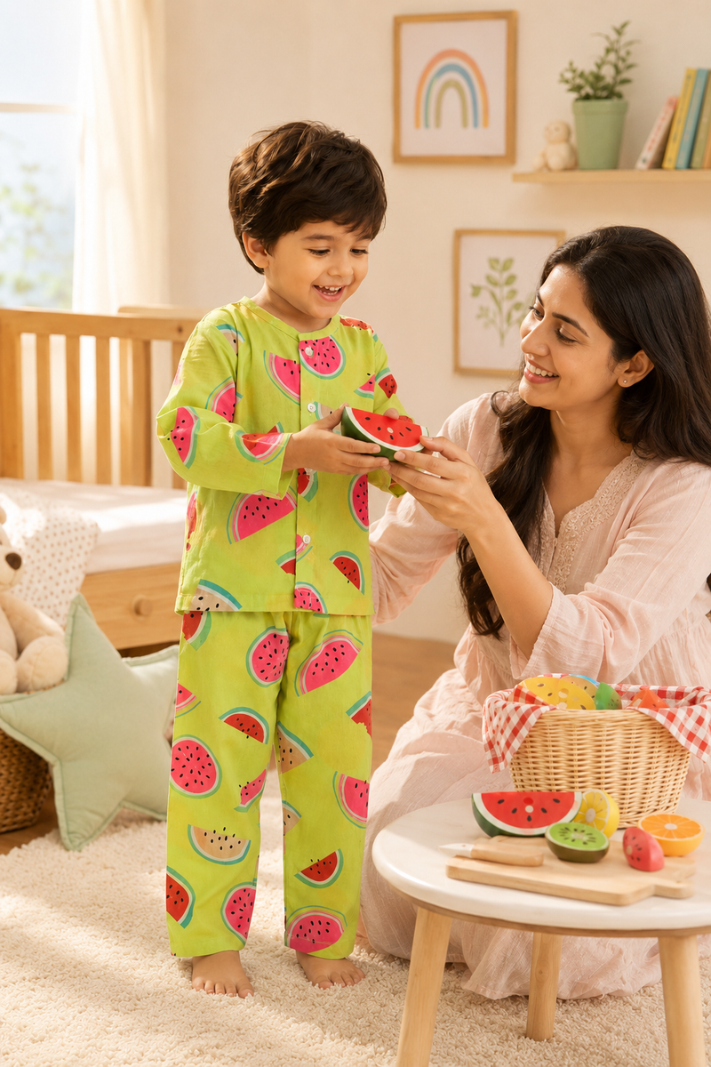Watermelon - 60s Count Premium 100% Cotton Poplin | Soft Unisex Set for Kids