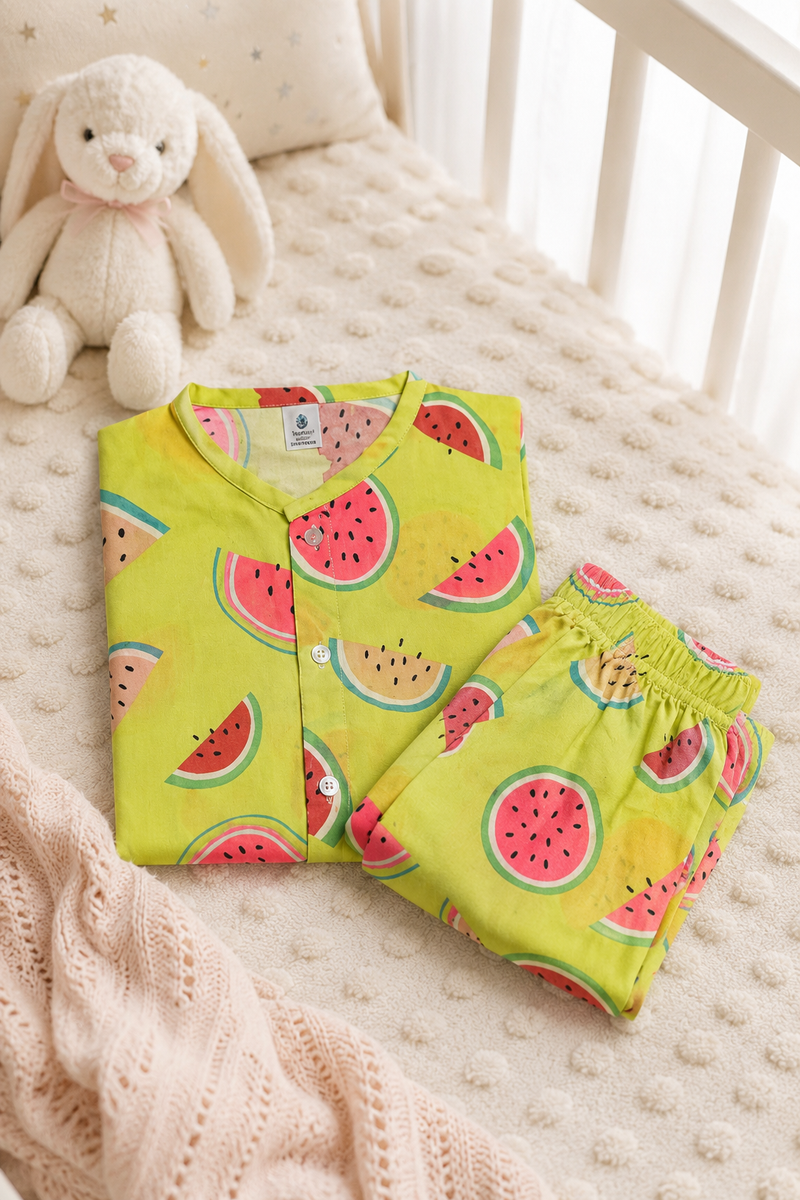 Watermelon - 60s Count Premium 100% Cotton Poplin | Soft Unisex Set for Kids