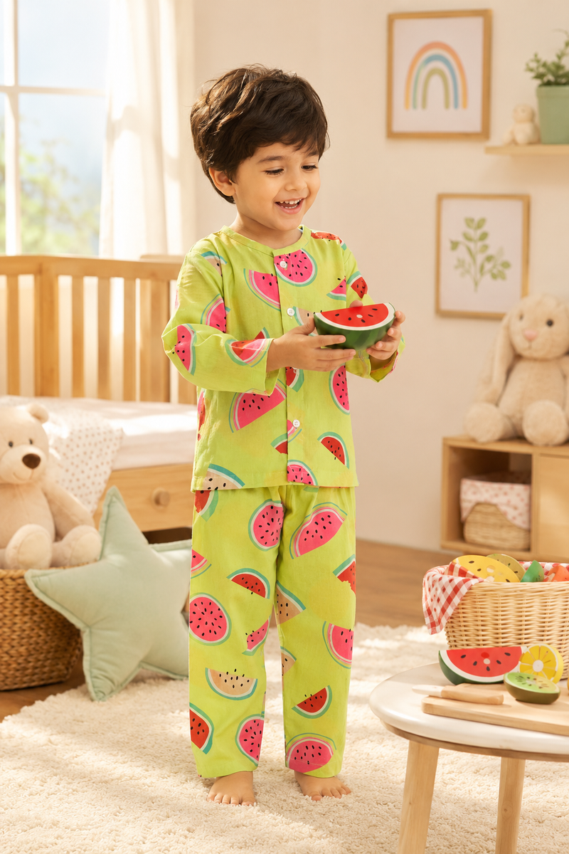 Watermelon - 60s Count Premium 100% Cotton Poplin | Soft Unisex Set for Kids