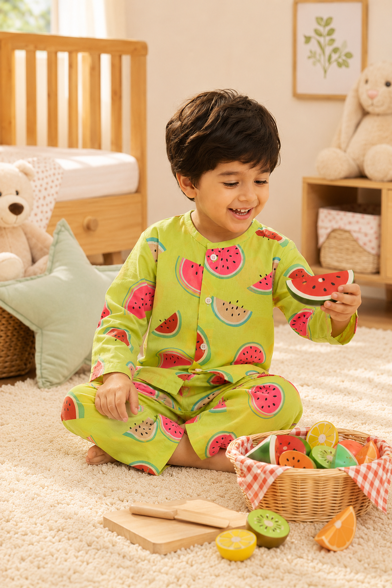 Watermelon - 60s Count Premium 100% Cotton Poplin | Soft Unisex Set for Kids