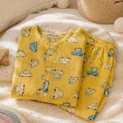 Yellow Car Hop - 60s Count Premium 100% Cotton Poplin | Soft Unisex Set for Kids