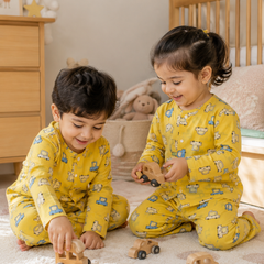 Yellow Car Hop - 60s Count Premium 100% Cotton Poplin | Soft Unisex Set for Kids