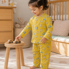 Yellow Car Hop - 60s Count Premium 100% Cotton Poplin | Soft Unisex Set for Kids