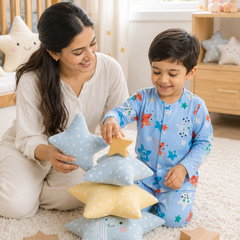 Blue Smiley Star - 60s Count Premium 100% Cotton Poplin | Soft Unisex Set for Kids