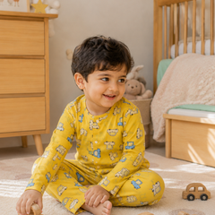Yellow Car Hop - 60s Count Premium 100% Cotton Poplin | Soft Unisex Set for Kids