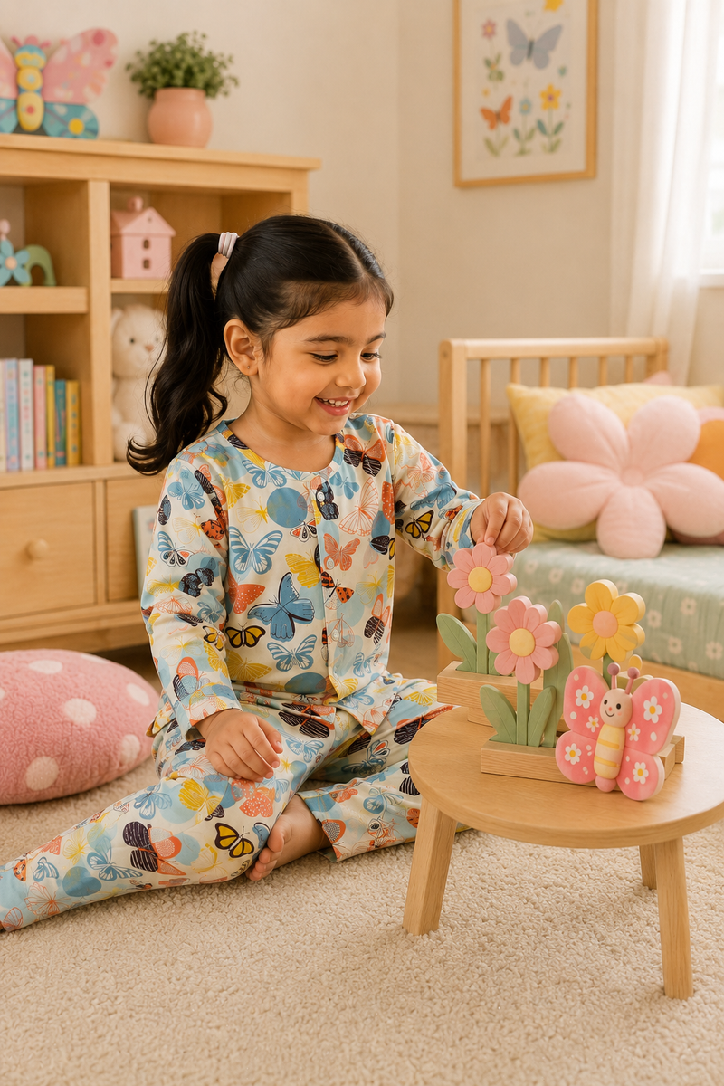 Colorful Butterflies - 60s Count Premium 100% Cotton Poplin | Soft Unisex Set for Kids
