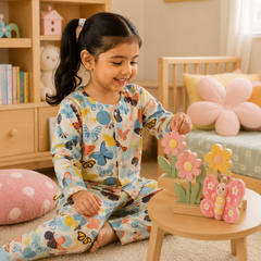 Colorful Butterflies - 60s Count Premium 100% Cotton Poplin | Soft Unisex Set for Kids