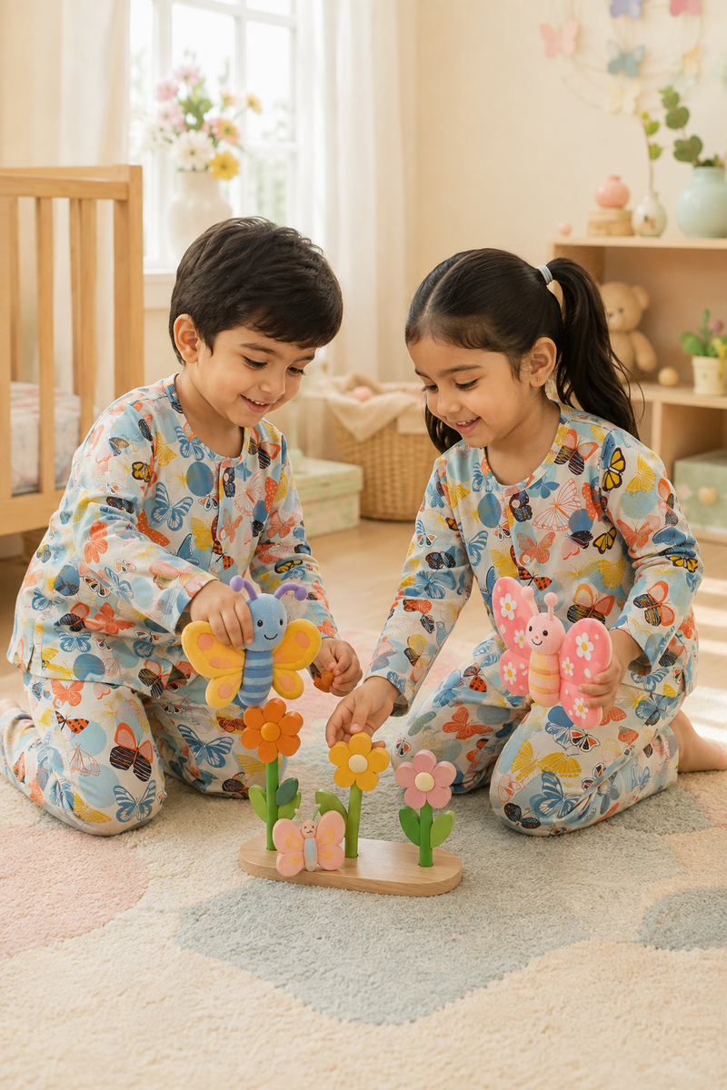 Colorful Butterflies - 60s Count Premium 100% Cotton Poplin | Soft Unisex Set for Kids