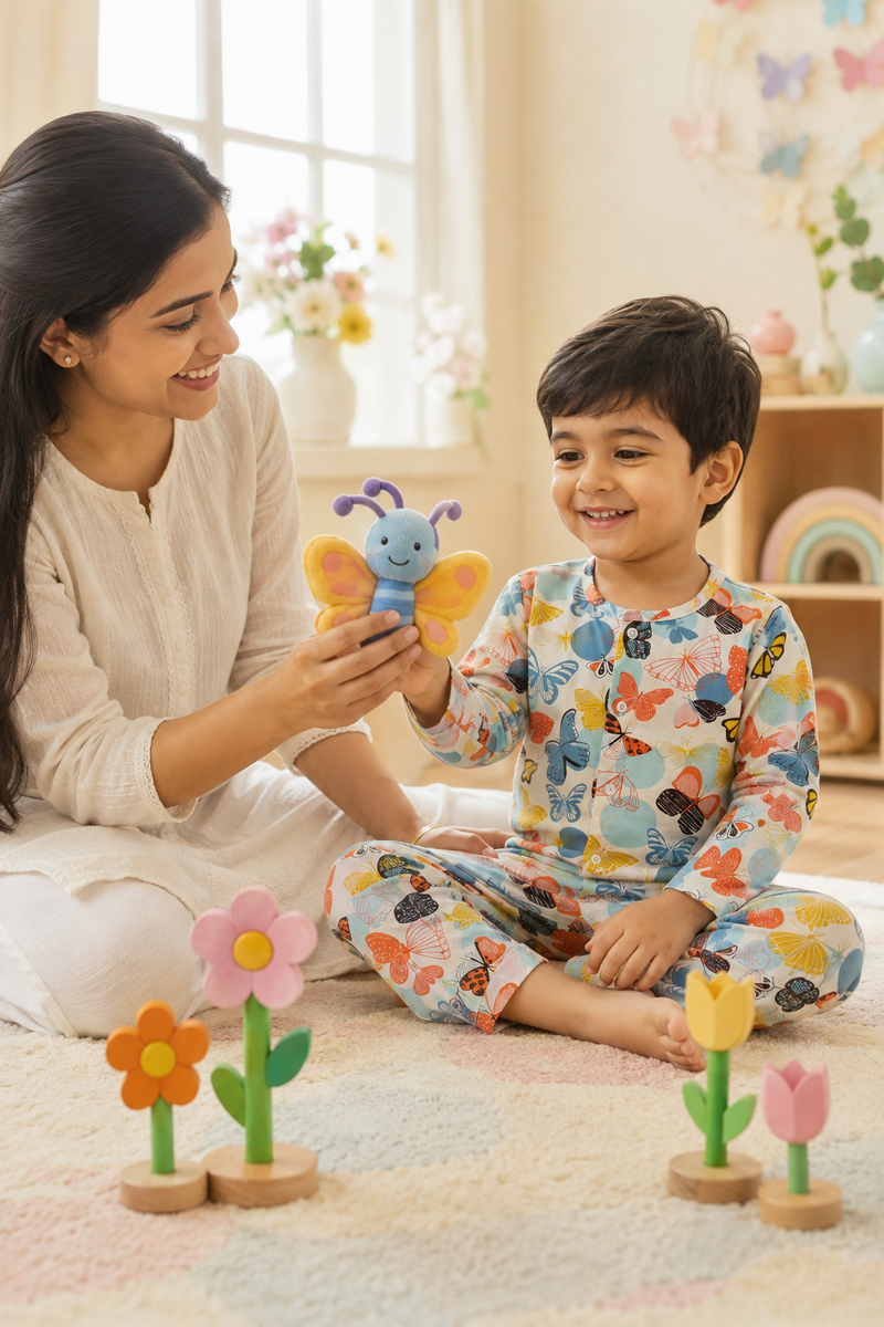Colorful Butterflies - 60s Count Premium 100% Cotton Poplin | Soft Unisex Set for Kids