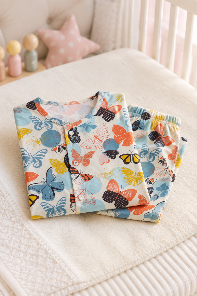 Colorful Butterflies - 60s Count Premium 100% Cotton Poplin | Soft Unisex Set for Kids