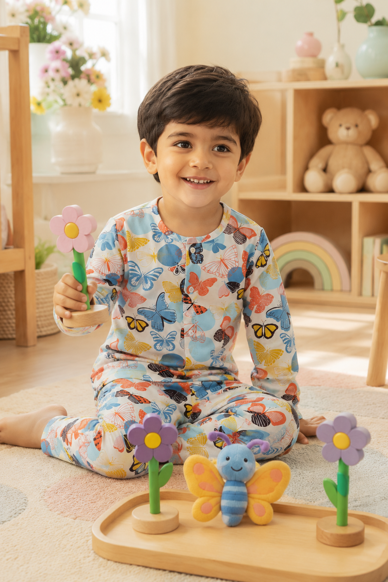 Colorful Butterflies - 60s Count Premium 100% Cotton Poplin | Soft Unisex Set for Kids