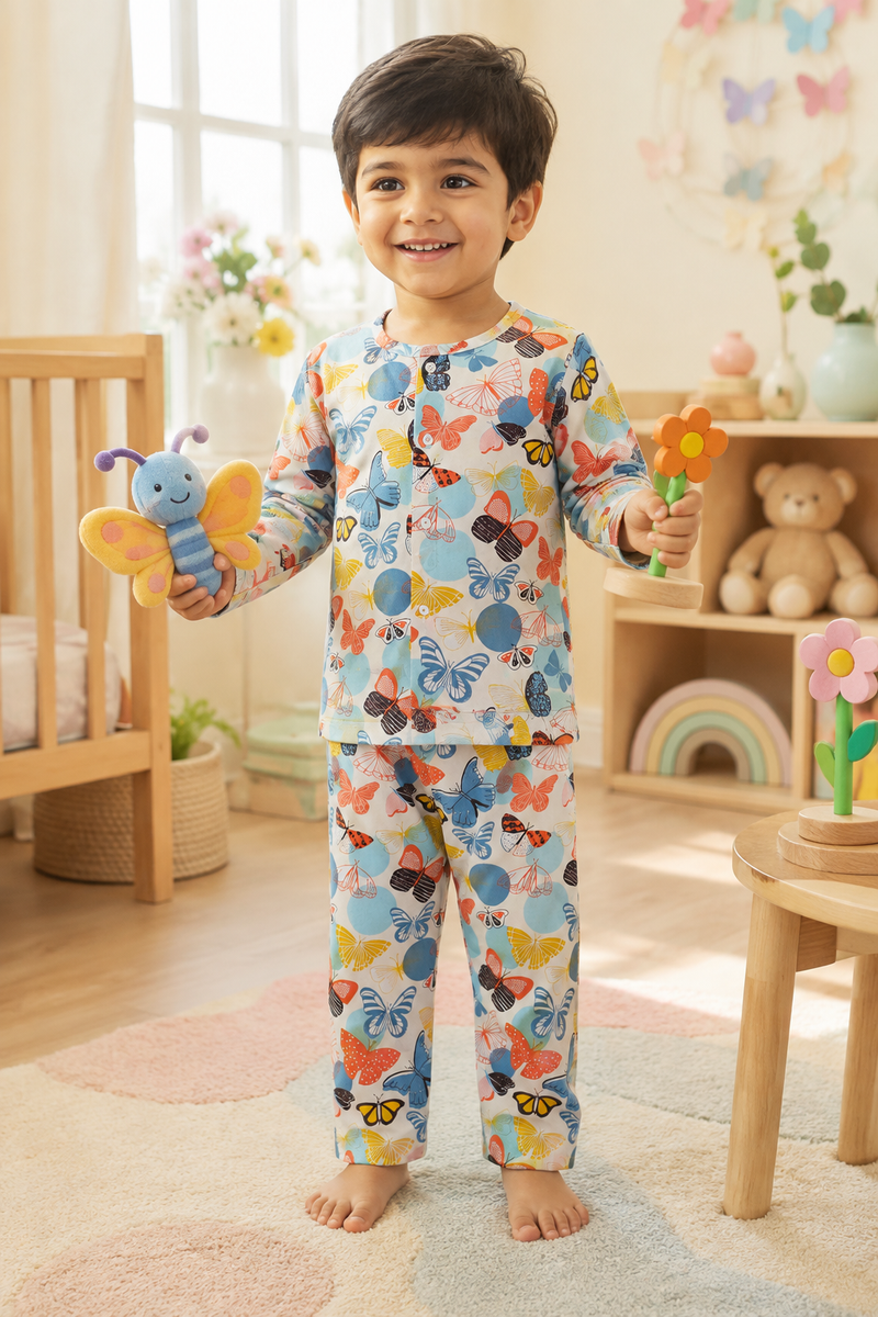Colorful Butterflies - 60s Count Premium 100% Cotton Poplin | Soft Unisex Set for Kids