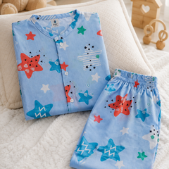 Blue Smiley Star - 60s Count Premium 100% Cotton Poplin | Soft Unisex Set for Kids