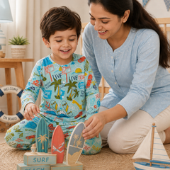 Wave Vibes - Muslin Slub 100% Cotton | Soft Unisex Set for Kids