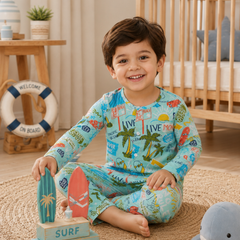 Wave Vibes - Muslin Slub 100% Cotton | Soft Unisex Set for Kids