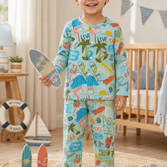 Wave Vibes - Muslin Slub 100% Cotton | Soft Unisex Set for Kids