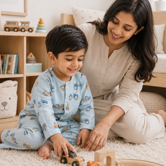 Wheel Party- Muslin Slub 100% Cotton | Soft Unisex Set for Kids